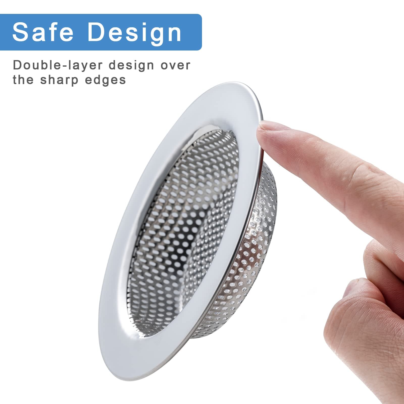 Honmein 2 PCS Sink Strainer for Most Kitchen Sink Drain Basket, Upgraded Double-Layer Safe Design Kitchen Sink Strainer (4.5 Inch).