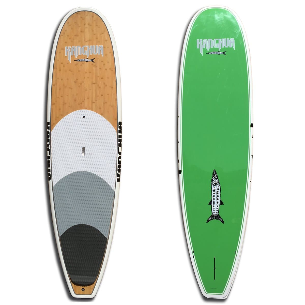 Top & Bottom Performance Stand Up Complete Paddle Board with Fins/Leash, Bamboo/Green, 11'