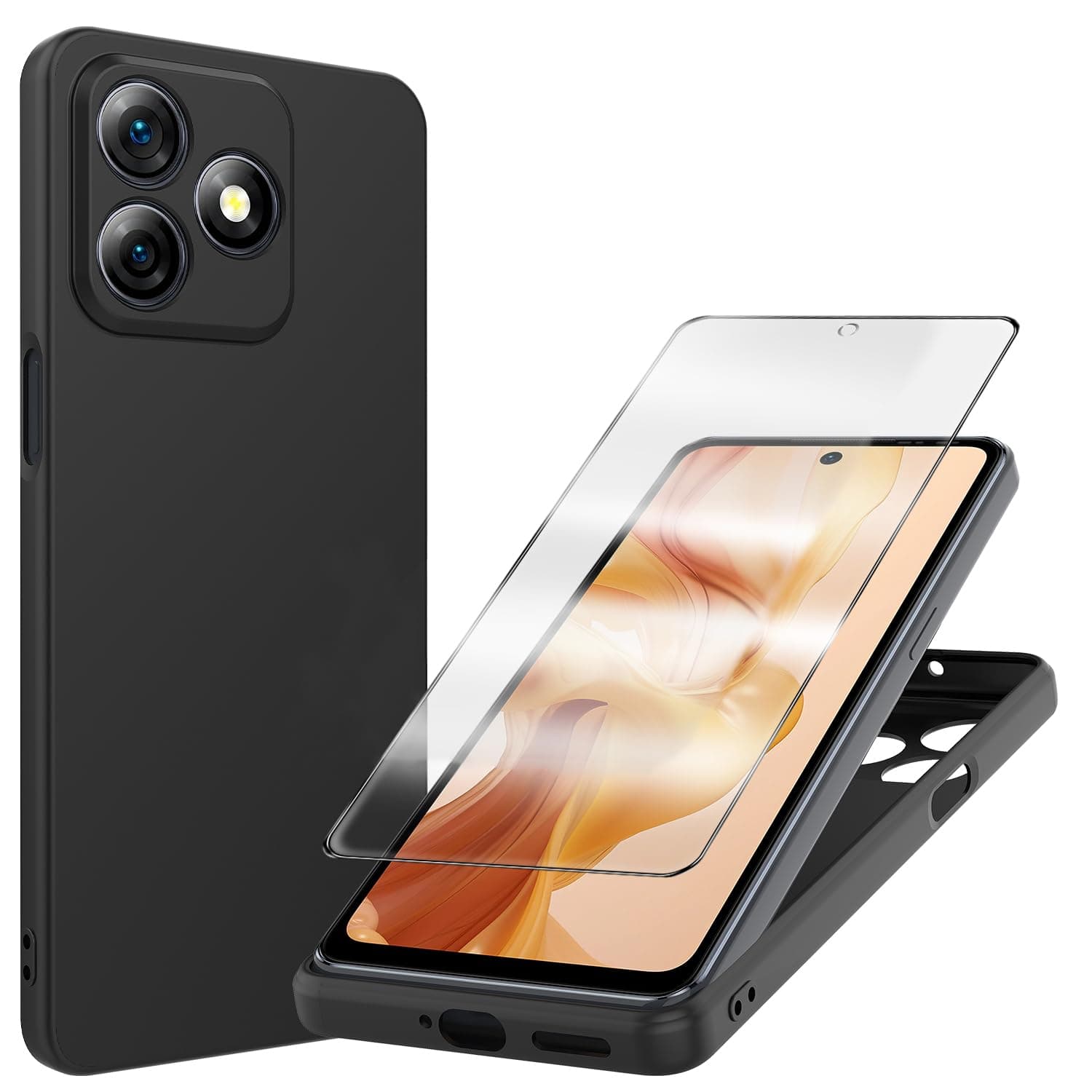 for Ulefone Note 18 Ultra Case with Tempered Glass Screen Protector Slim Silicone Bumpers Anti-Scratch Shockproof Protective phone Case Cover for Ulefone Note 18 Ultra(black)
