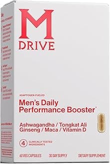 Mdrive Men's Daily Performance Complex Support Supplement for Men - Ashwaghanda, Tongkat Ali, Ginseng, Maca & Vitamin D, 60 Capsules, 30 Day Supply