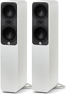 Q ACOUSTICS 5050 Floorstanding Speakers Satin White – 2 x 6 Mid/Bass Drivers, 1" Tweeter - TV Speakers for Surround Sound System - Vinyl Record Player Speakers Hifi, Gaming PC Speakers