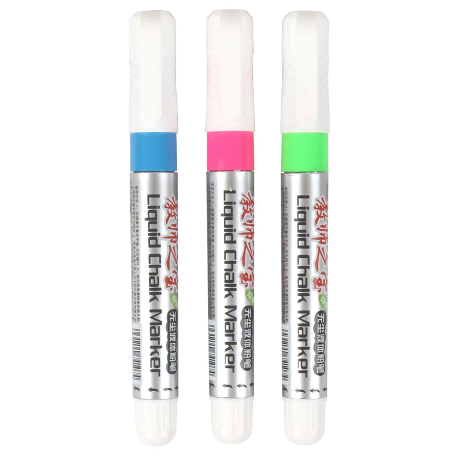 TREELY Easy Clean Liquid Chalk Highlighter Marker Pen Premium Erasable Art Reversible Tip Board Marker, 3 Pieces, Assorted Color