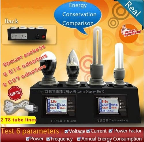 Gowe LCD two power meters ,LCD watt meter ,led lamp tester , replace for led demo case, led tester