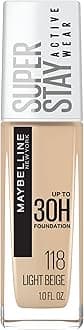 Maybelline Superstay Full Coverage Liquid Foundation Activewear Makeup Up To 30 Hours Wear Transfer Sweat Resistant Waterproof Matte Finish Light Beige 1 Piece