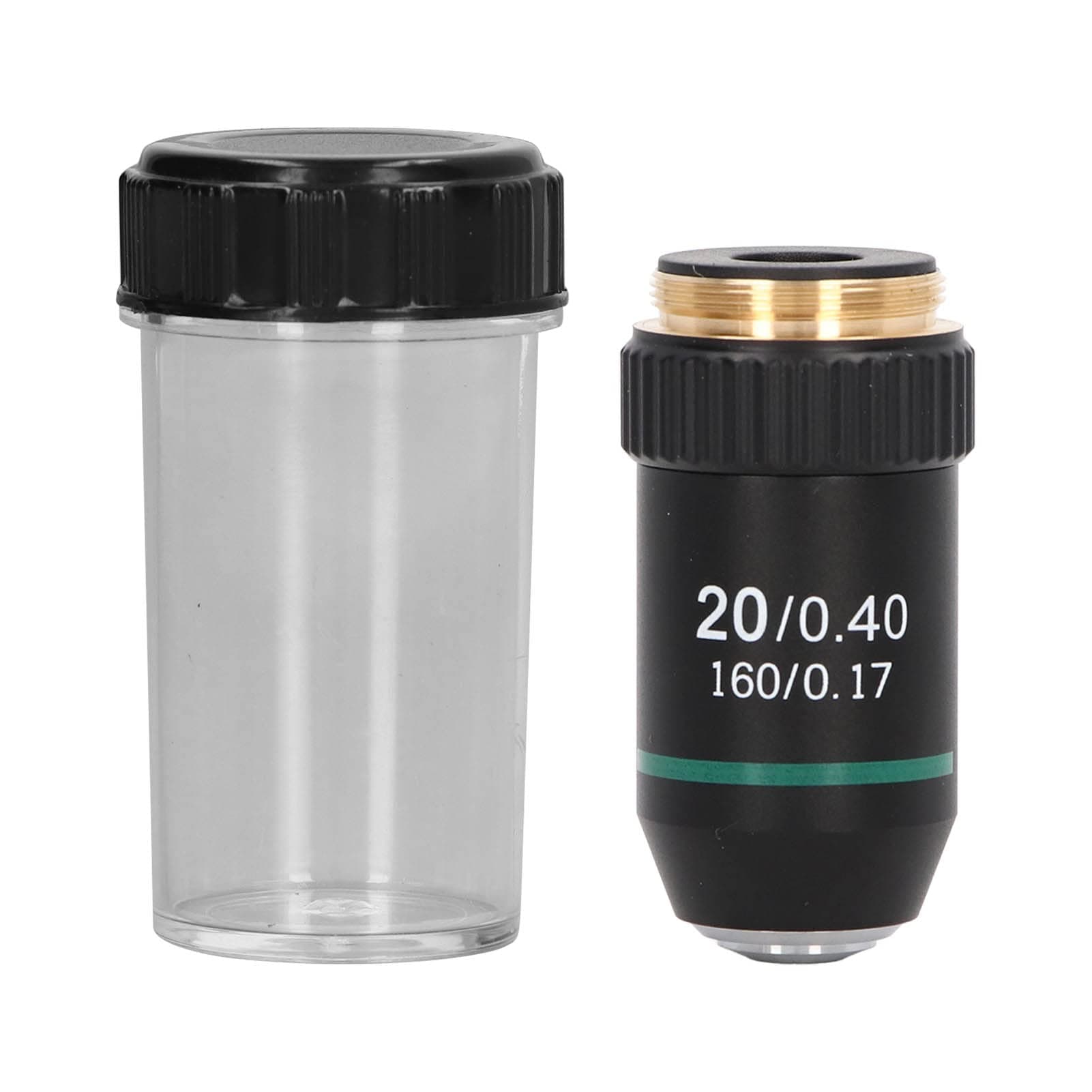 20X Achromatic Objective Lens for Biological Microscope, Brass Chrome Plated, 0.40 Numerical Aperture, 160mm Tube Length, RMS Thread