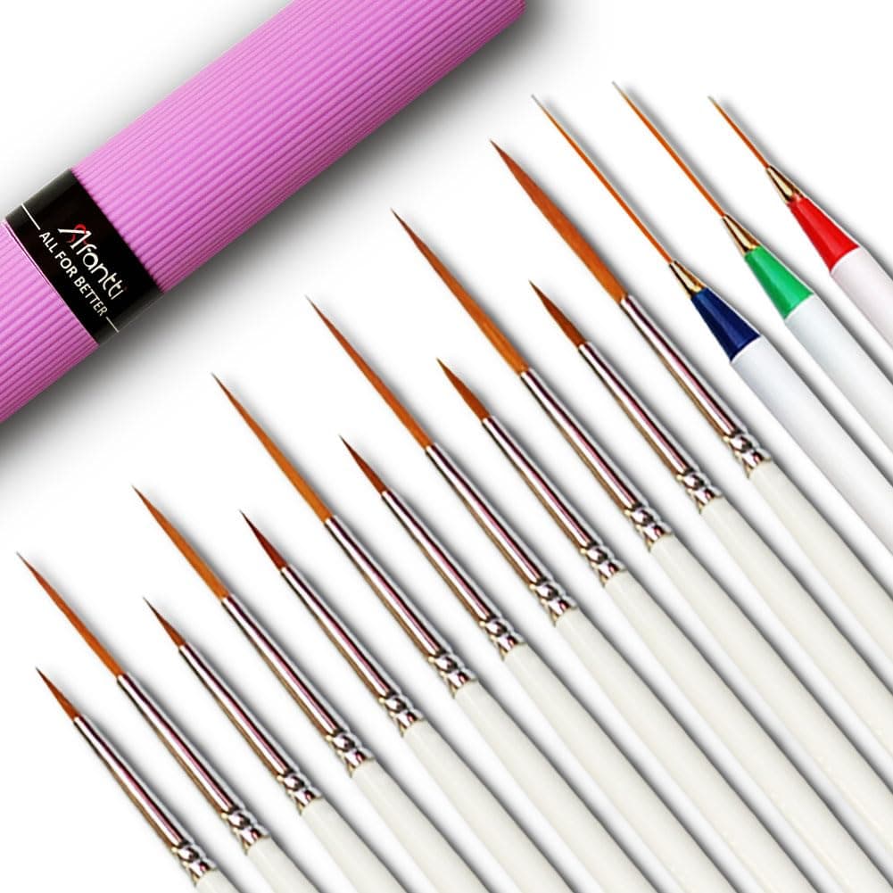 15 Pcs Detail Fine Paint Brushes Micro Mini Tiny Artist Paintbrush Set | Ultra Fine Point Tip | for Miniature Acrylic Script Liner Oil Watercolor Nail Art Painting