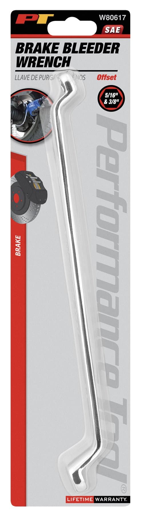 Performance Tool W80617 5/16-Inch x 3/8-Inch Alloy Steel Brake Bleeder Offset Wrench Set, Fully Polished Chrome Plated Finish for Confined Areas