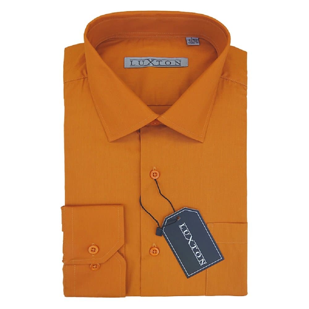 Luxton Cotton Poly Shirt Collection Regular Fit (Rust 12,X-Large/Neck:17-17 1/2, Sleeve:36/37)