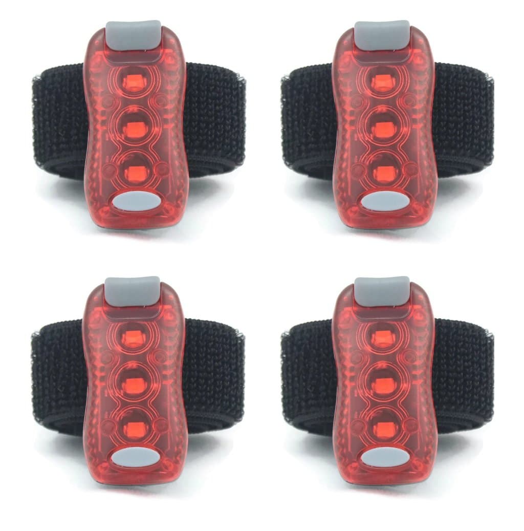 Running Lights - 4 PACK! + Free Bonus - Clip On LED Strobe Safety Light for Bike, Runners, Walking, Jogging, Pets - The Best High Visibility Flashing Or Constant Light For Reflective Gear