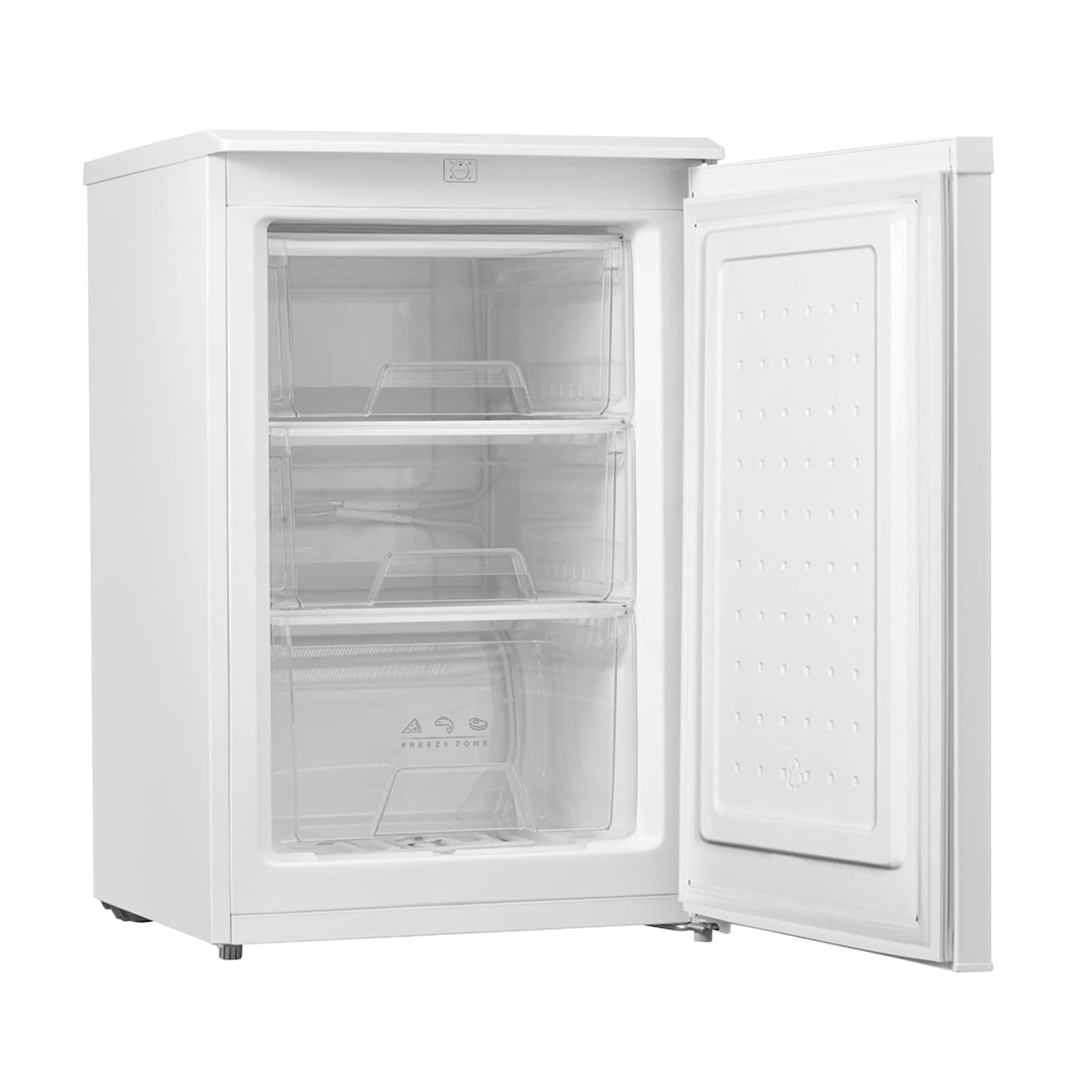 – RCU83WH2(E) Freestanding Under Counter Freezer 88 Litre Capacity, 55cm wide, Reversible Door, 3 Drawers, 4 Star Freezer Rating, Adjustable Thermostat, White