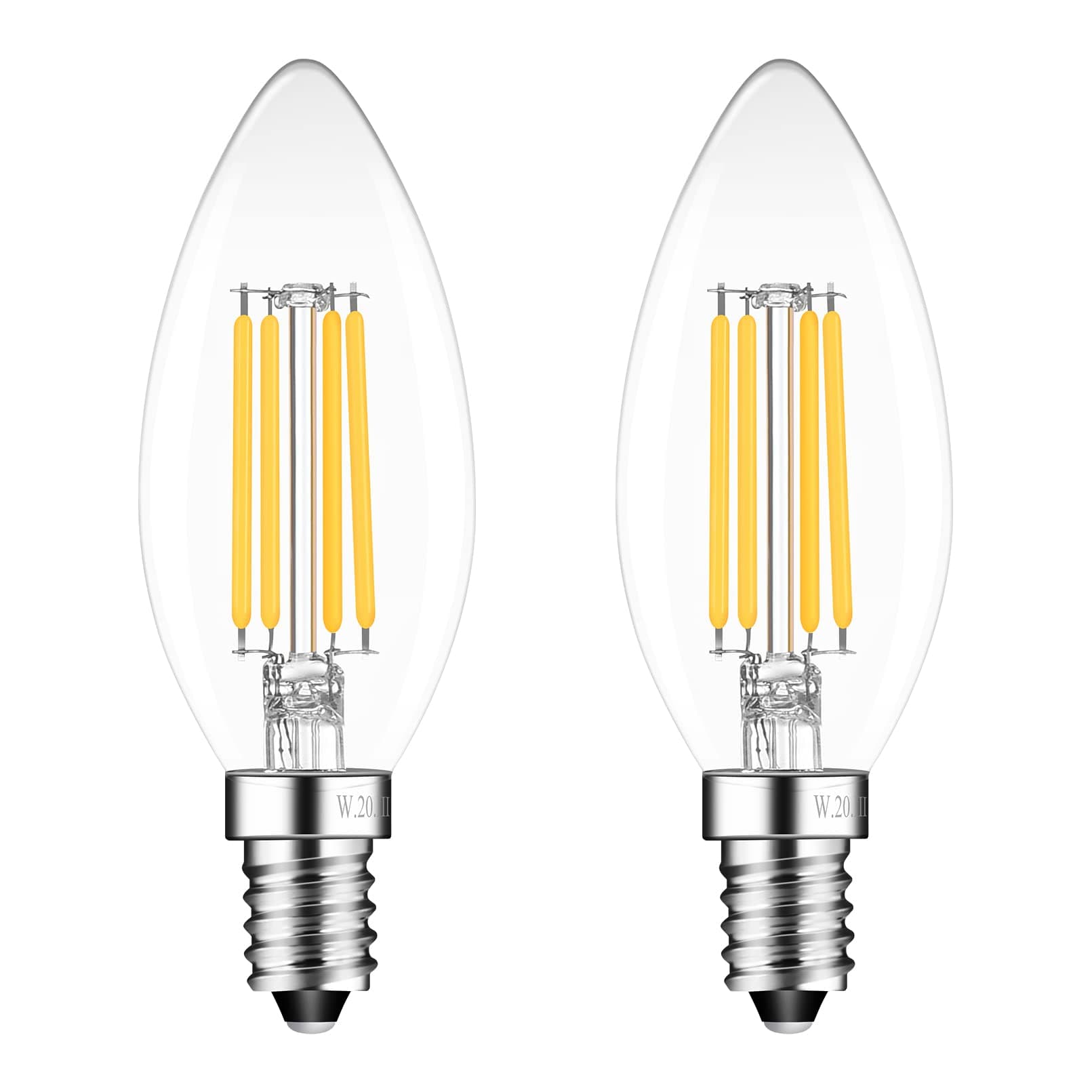 E14 4W Led Candle Light Bulbs Warm White 2700K, Small Screw Candle Light Bulb, 4W Equivalent 40w, 400lm, Pack of 2