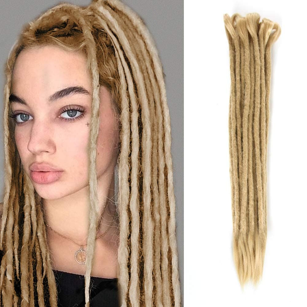 Dsoar Double Ended Dreadlocks Extensions 20 Inch 10 Strands Synthetic Dreads Handmade Crochet Dread Extensions Reggae Twist Braiding Hair(40 inch,Deep Blonde)