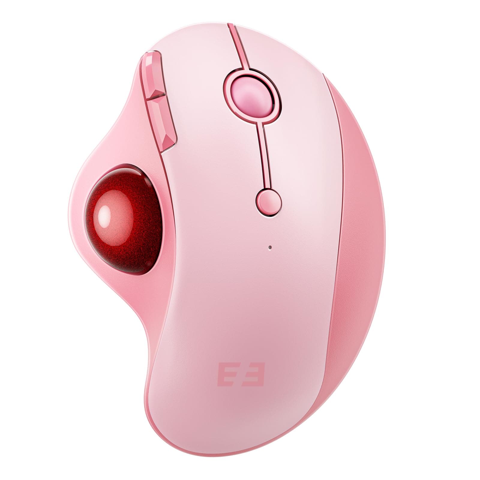 Wireless Trackball Mouse, Ergonomic Bluetooth Rollerball Mouse Rechargeable, 3 Device Connection Optical Mice Adjustable DPI Thumb Control Mice Compatible for PC/Laptop/Windows/Mac - Pink