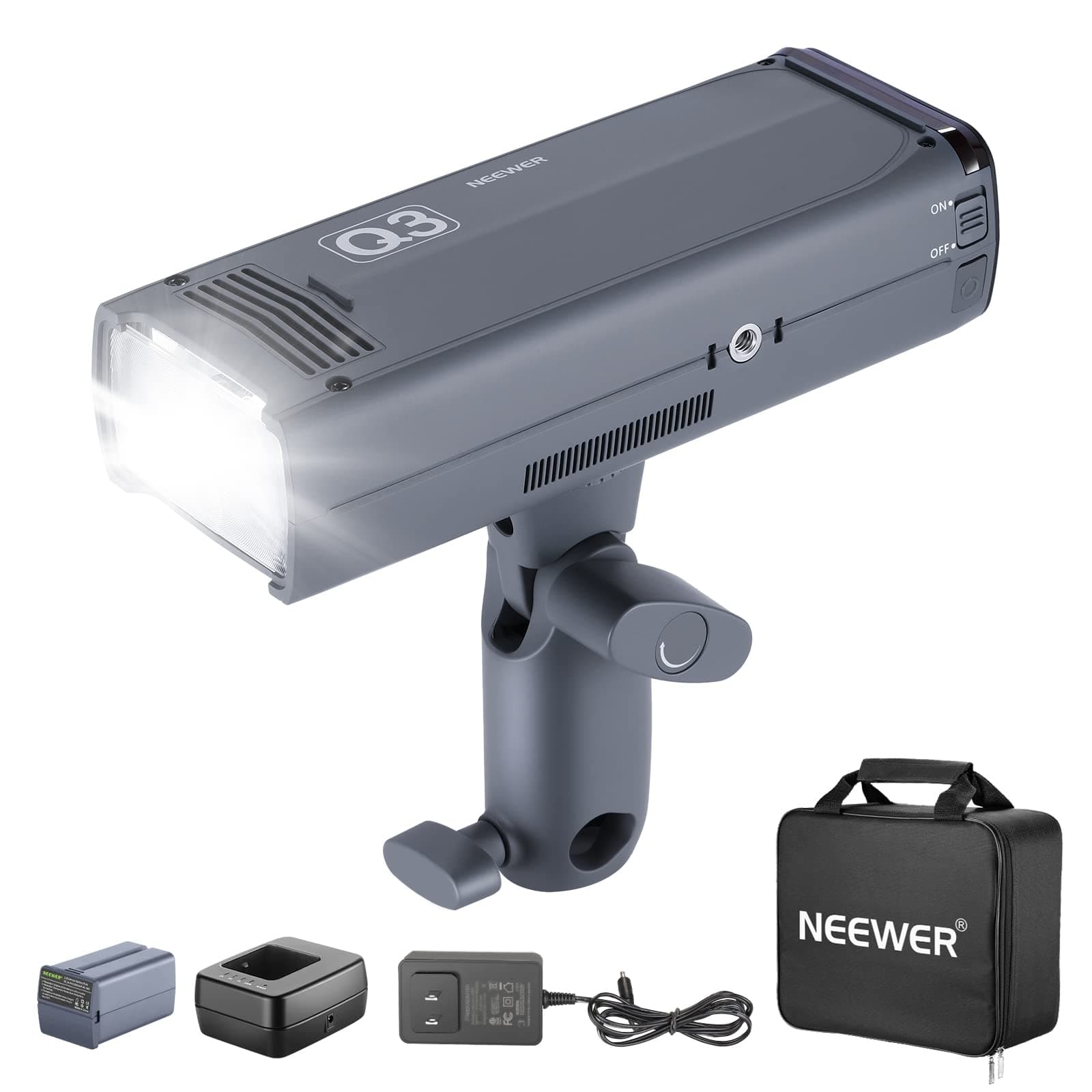 NEEWER Q3 200Ws 2.4G TTL Flash (2nd Version), 1/8000 HSS GN58 Strobe Light Portable Photography Monolight with 3200mAh Lithium Battery/500 Full Power Shots/Recycle in 0.01-1.8s