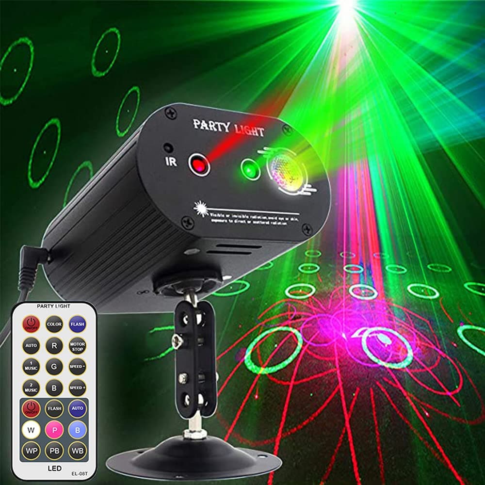 Party Lights DJ Disco Light RGB 3 Lens 36 Patterns Projector GOOLIGHT Mini LED Strobe Sound Activated Stage Lights Indoor for Birthday Parties Wedding Karaoke KTV Bar Christmas Halloween Decorations