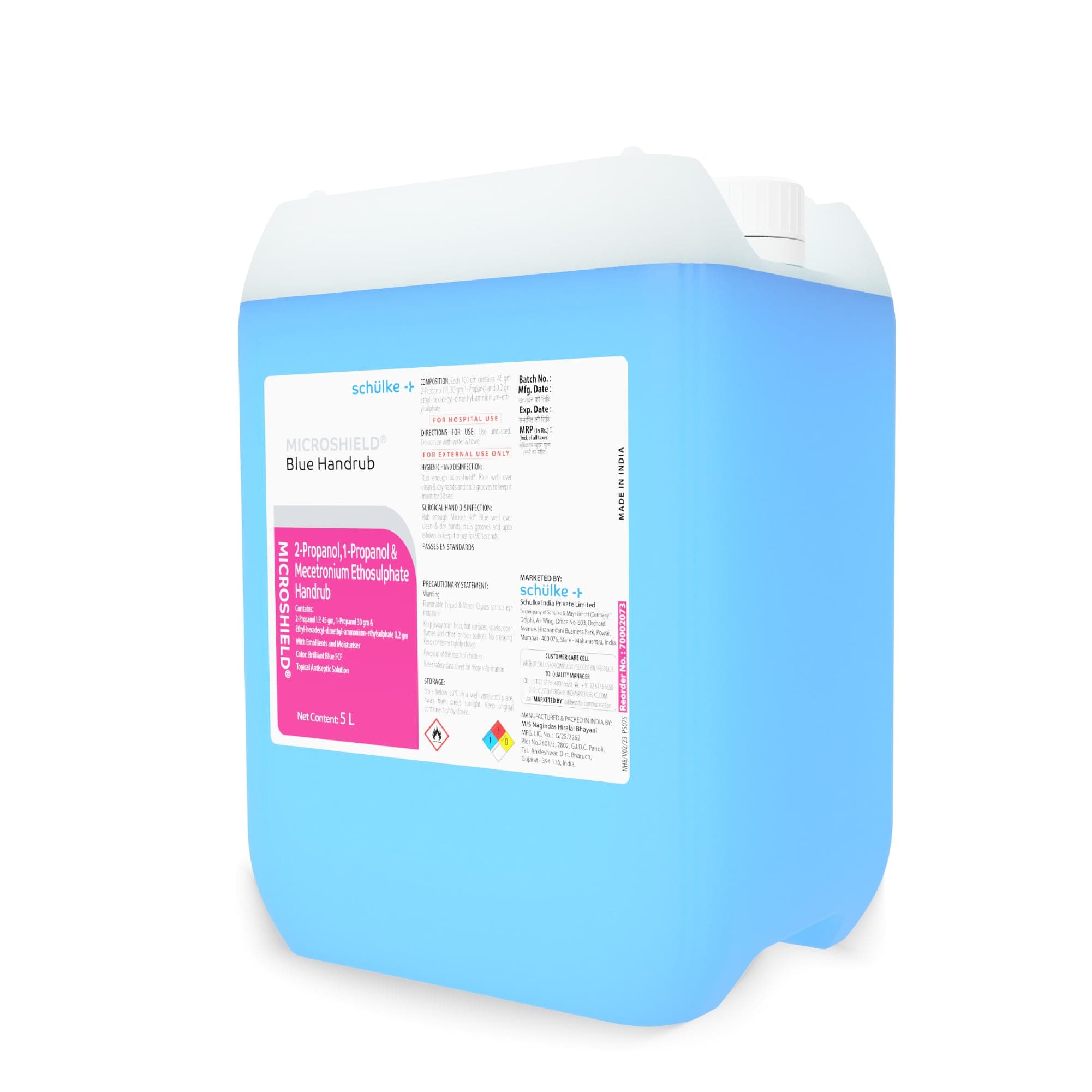 Blue Handrub 5 ltr - Trusted by Doctors, 99.99% Effective against Germs, Skin Friendly, Passes EN Standards