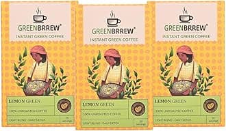 Lemon Green | 100% Unroasted Coffee | Light Blend | Daily Detox | 20 Servings | 60g (Pack Of 3)