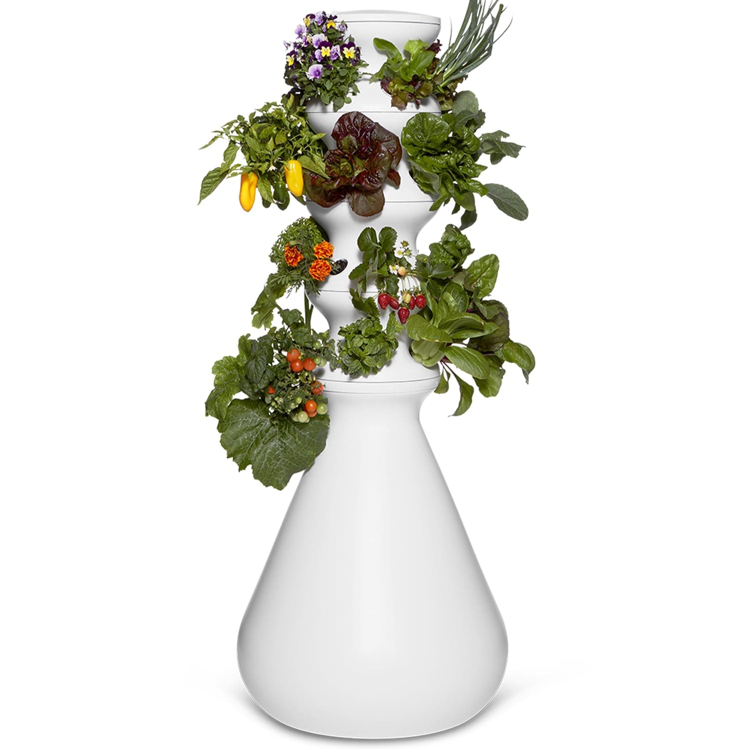 Farmstand Starter Kit + 24 Seedling Credit | Medium Hydroponic Growing System Kit | Self-Watering Outdoor Vertical Garden Planter Tower | 4ft 10in | Made in USA