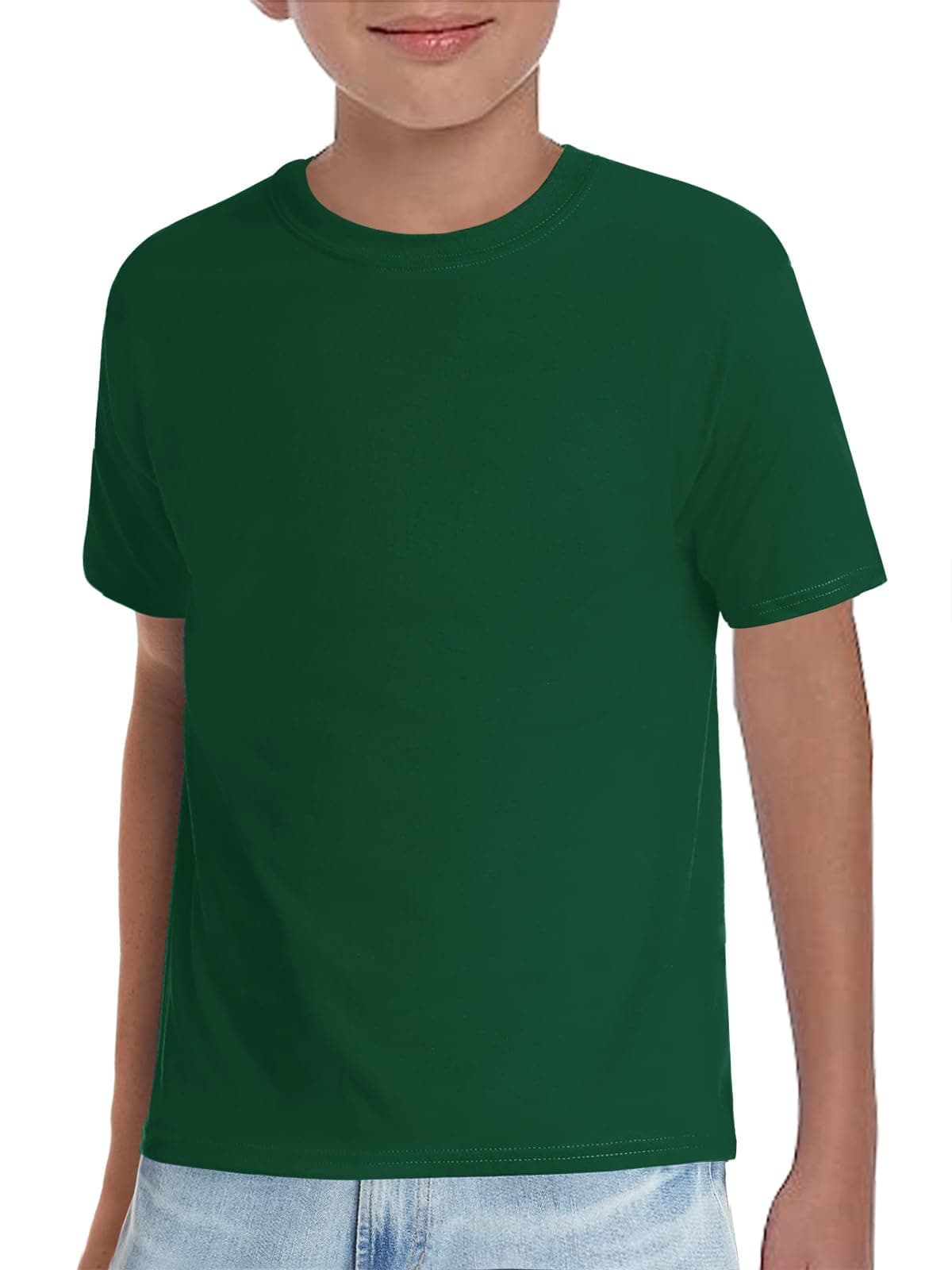 Haloumoning Boys T-Shirts Kids Short Sleeve Crewneck Solid Basic Tees Casual Tops 5-14 Years