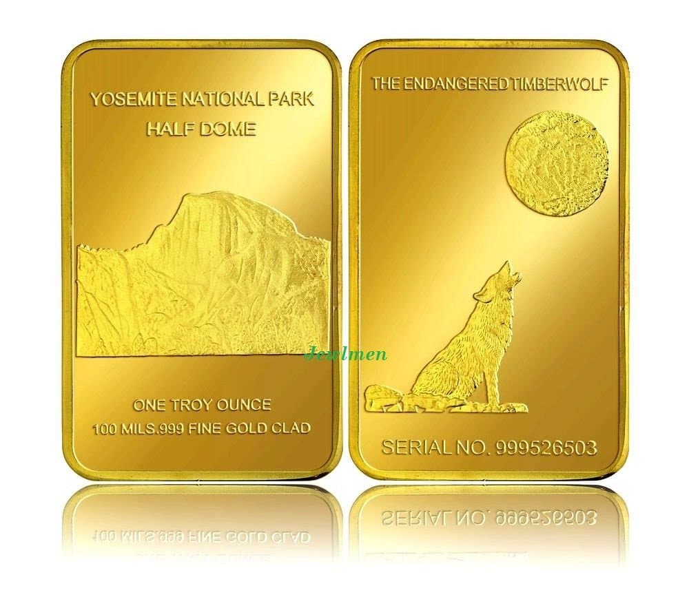 Yosemite Wolf Gold Plated Challenge Art Bar