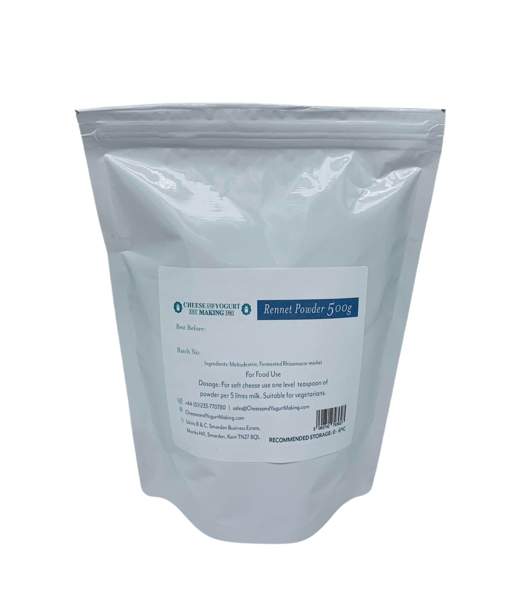 Rennet Powder for Cheese Making, GMO-Free, Granular Rennet Extract, Vegetarian, Halal, Ideal for All Cheese Types, Long Shelf Life, Easy-to-Use -500g pack