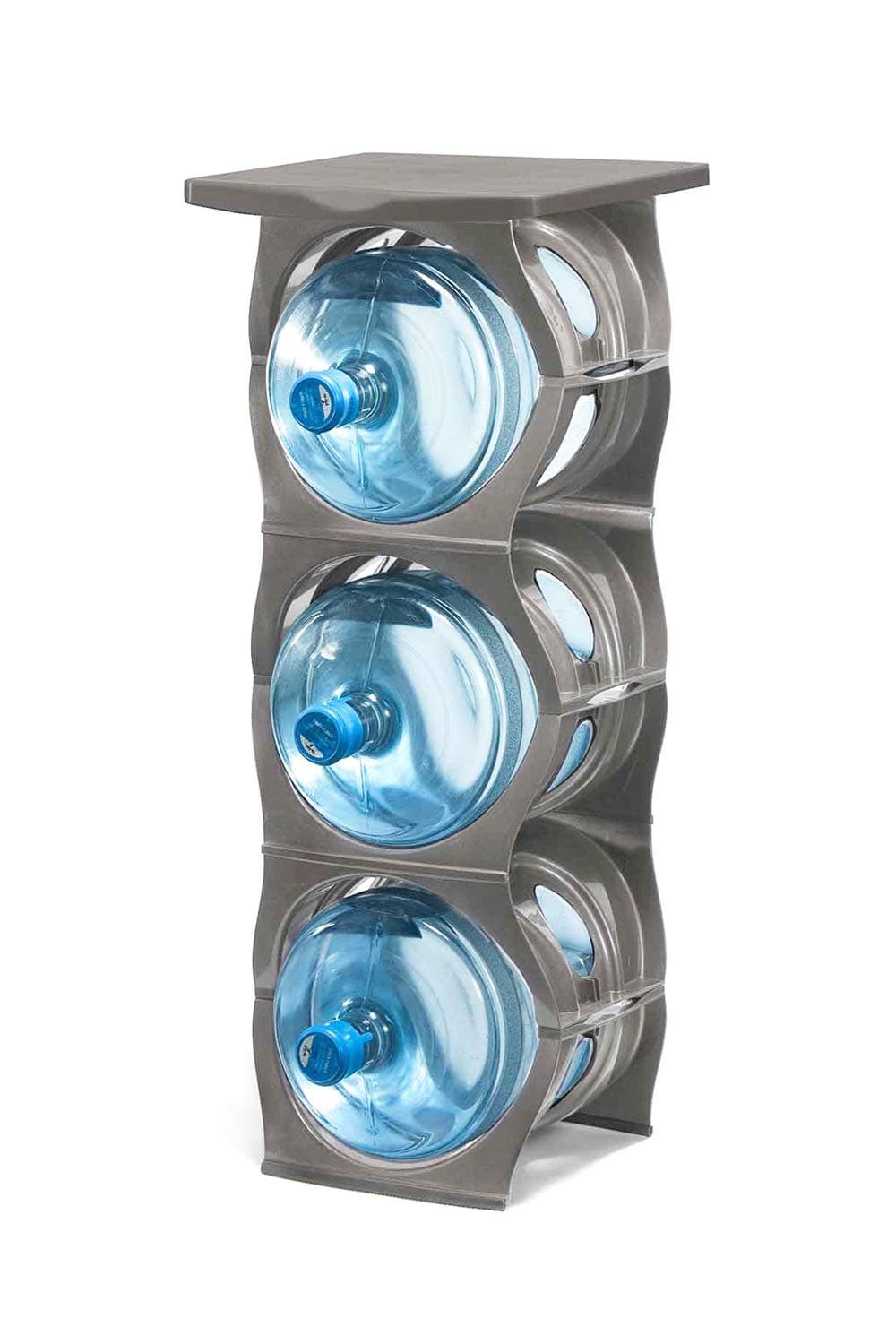 U Bottle Storage Rack for Water Cooler | Modular | Space-Saving | Silver | THREE Bottle Rack With Shelf