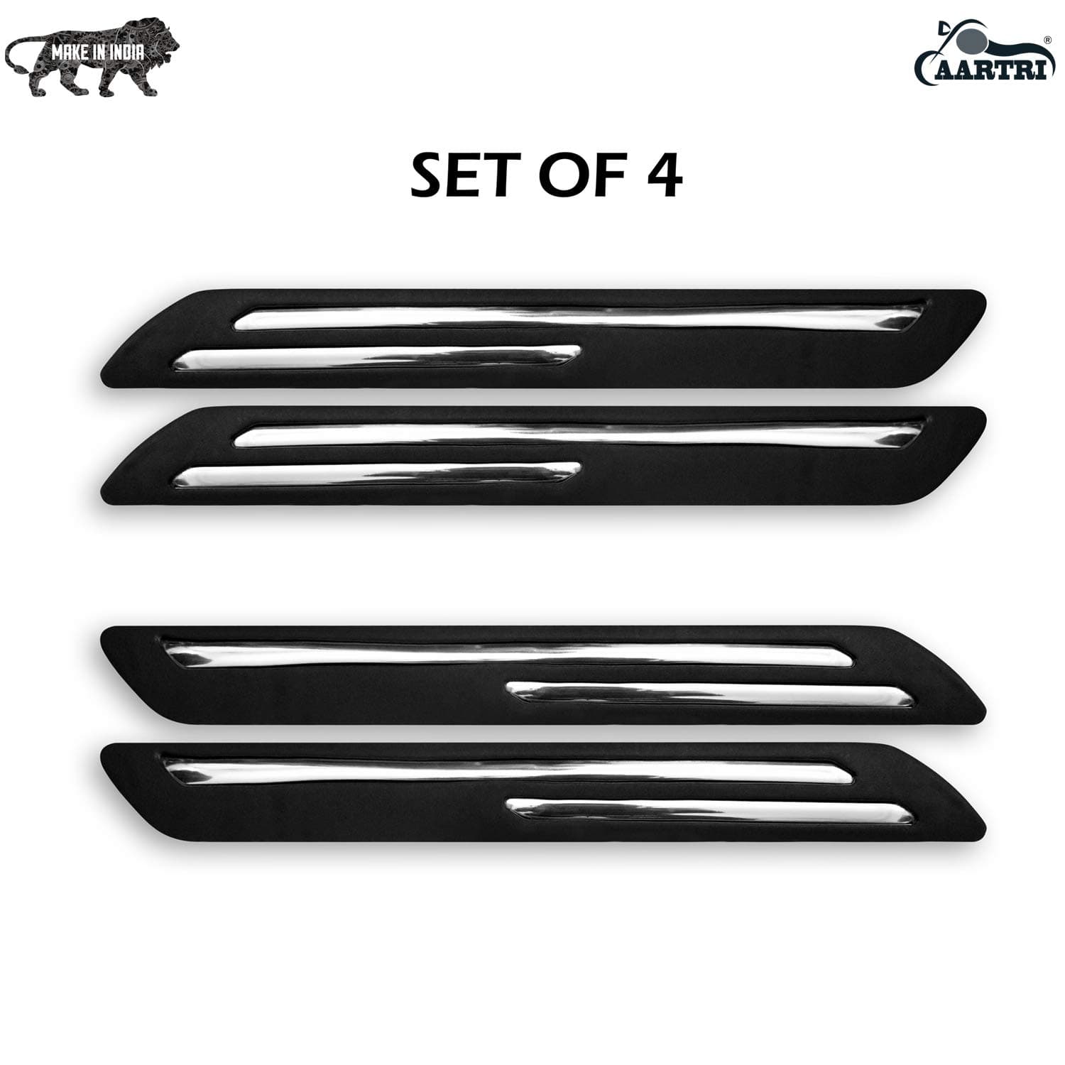 Presenting Car Bumper Protector Guard for Maruti Suzuki Wagon-R with Rust Proof Double Chromium Strip (Black Set of 4-Pcs)