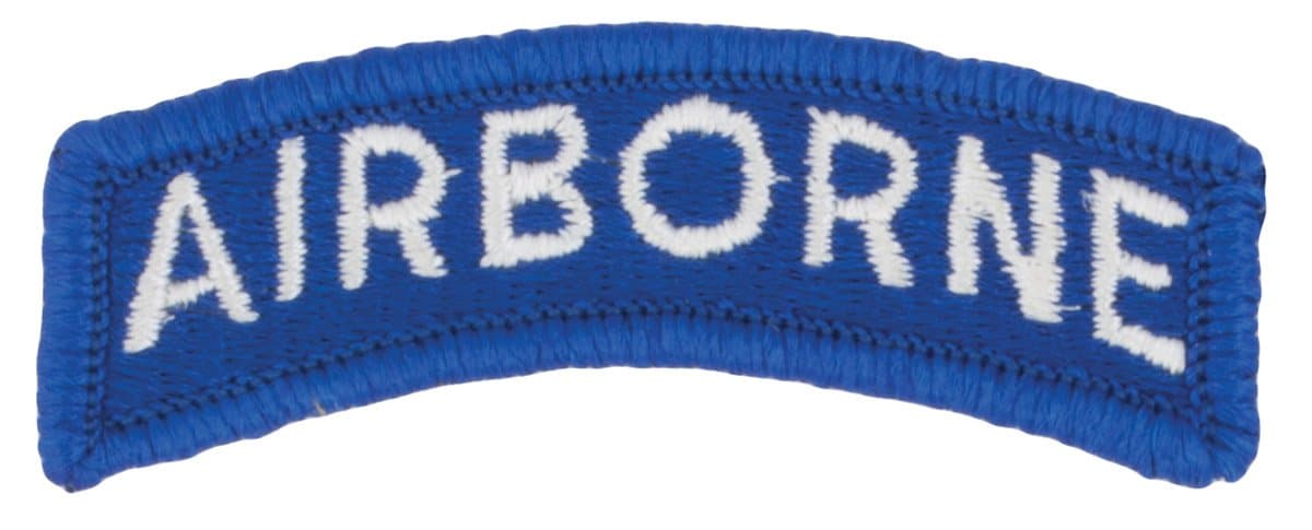 Airborne Tab - SEW ON (White on Blue)