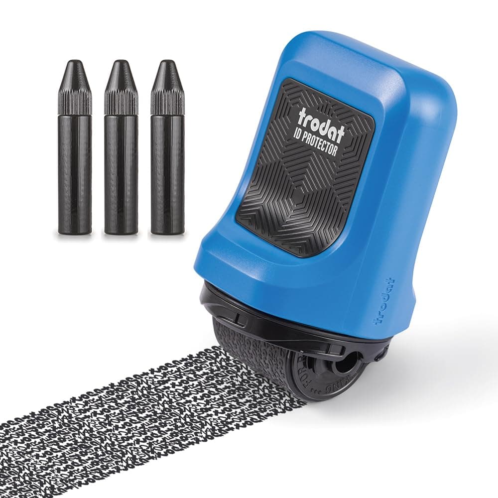 Trodat ID Protector Ink Roller – Identity Theft Protection Roller Stamp – incl. 3 Refill Inks