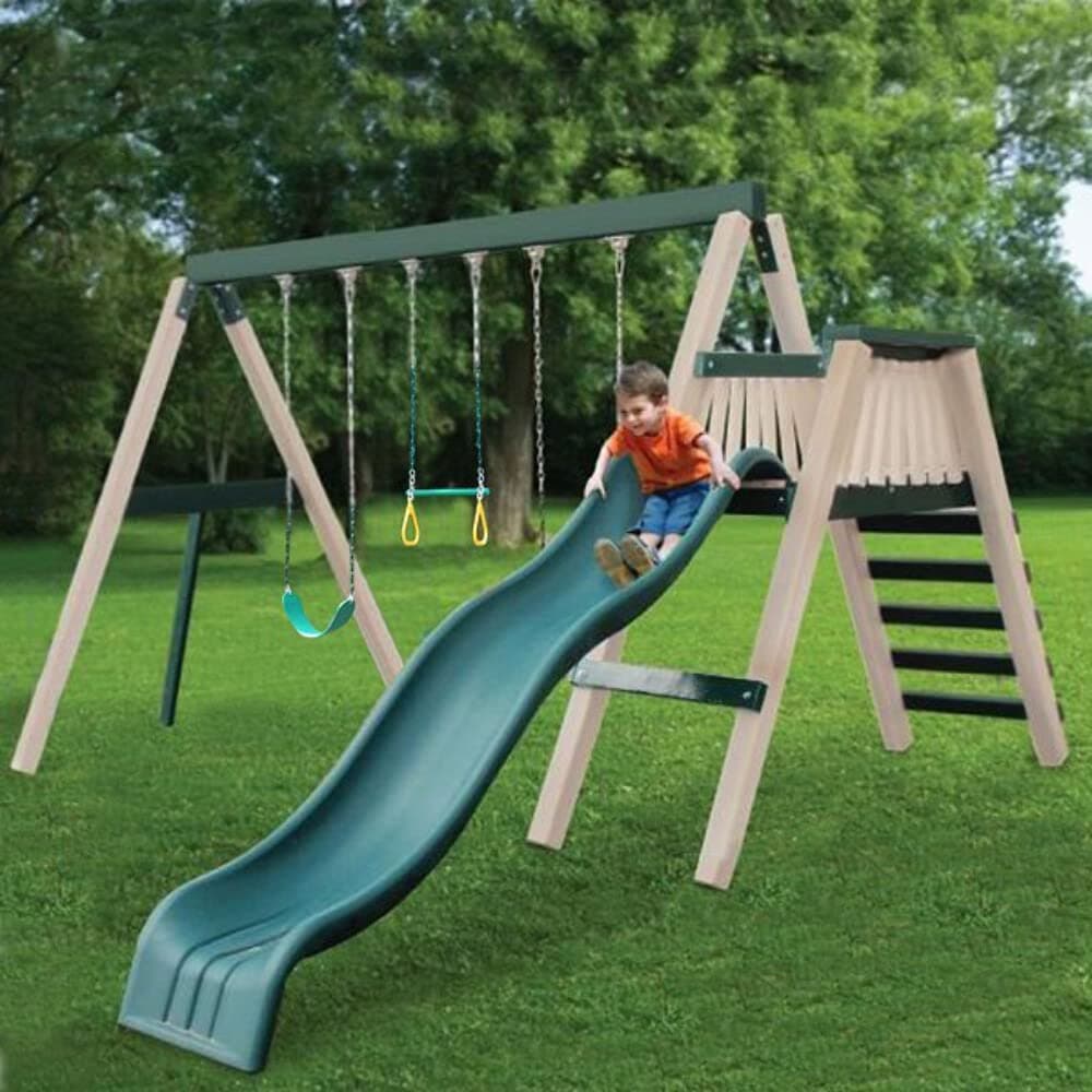 CONGO Swing'N Monkey 3 Position - Green and Sand Low Maintenance Swing Set