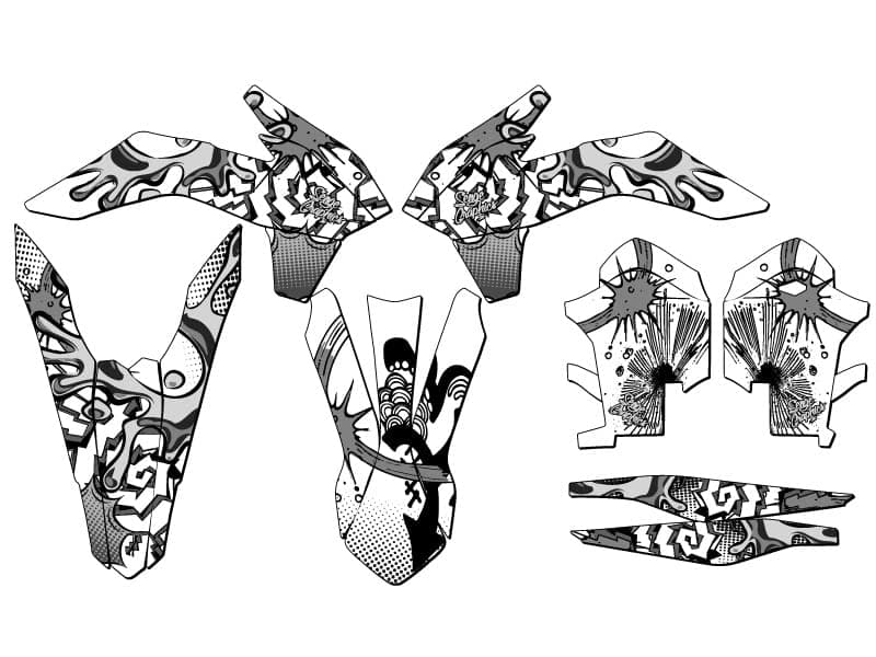 2014 EXC Zany White Senge Graphics Base Kit Compatible with KTM