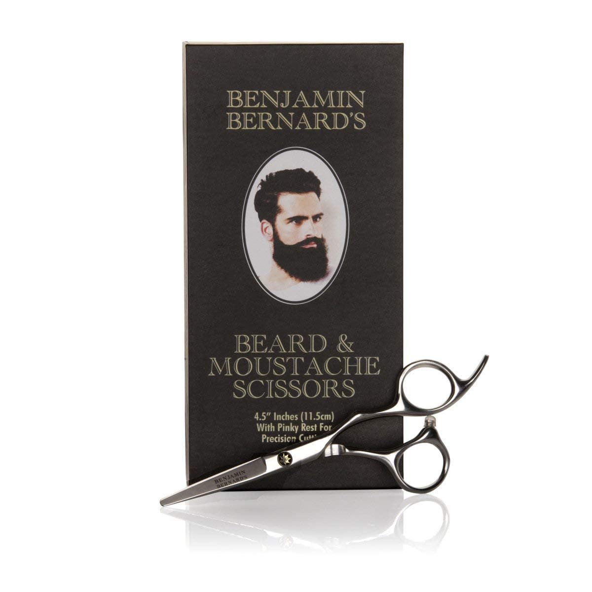 Beard Scissors - Beard and Moustache Scissors for Beard Grooming by Benjamin Bernard - Precision Facial Hair Trimming, Beard Shaping Tool - Sharp, Durable Stainless Steel Scissors - 5 in / 12.7 cm