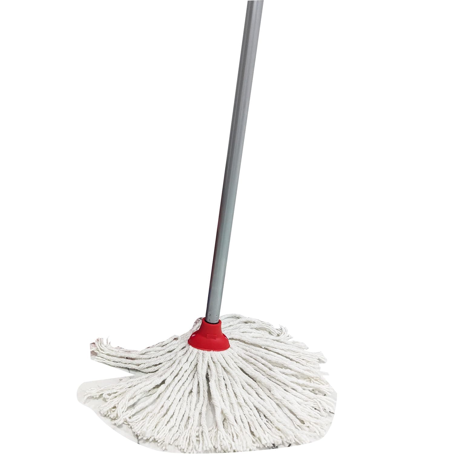 Classic Cotton Floor Mop With Stick, Super Absorbent, Universal Thread Handle, Cost-Effective, Red & White, 10 x 6 x 153 Cm
