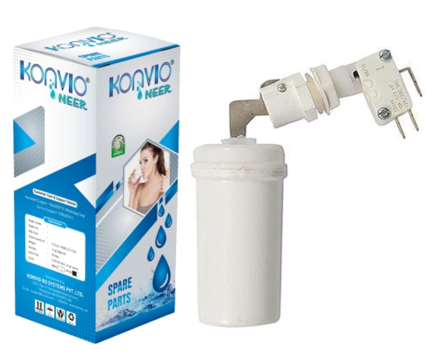 Water Purifier Float Valve with Auto Cut Off Switch (3-Pin) for RO Models Bottom Water Tank