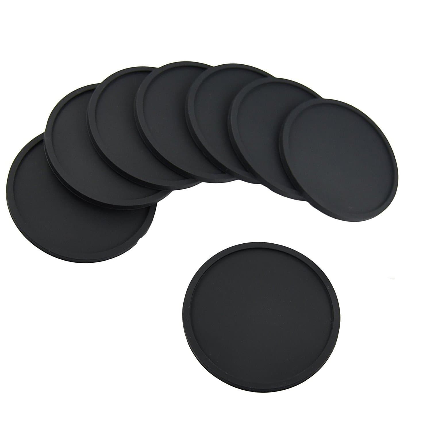 8 Pcs Silicone Non-slip Round Drink Coasters Cup Pad Cup Mat Cup Covers