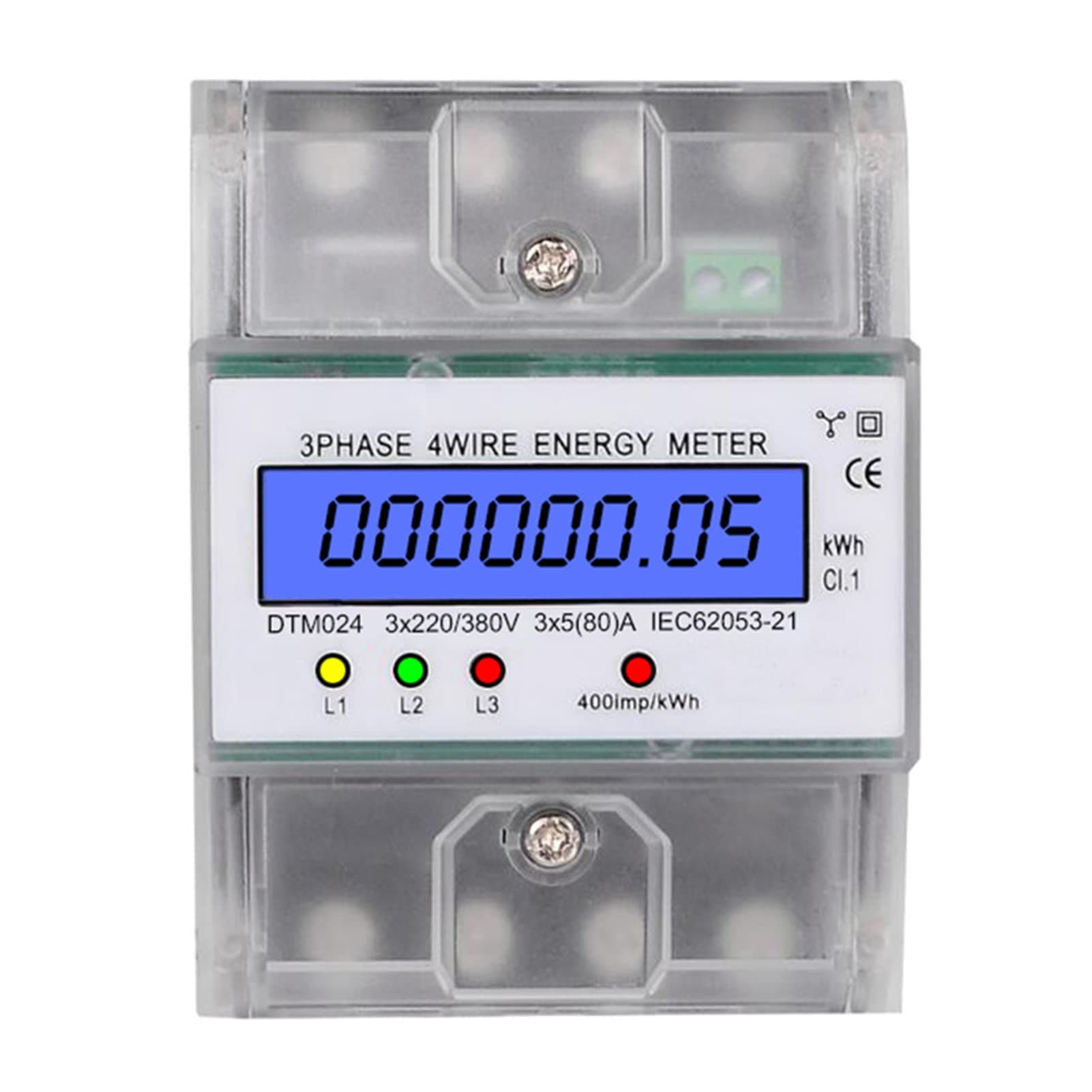 UNI-T Energy Meter,3 Phase 4 Wire Energy Meter 220/380V 5-80A Energy Consumption kWh Meter DIN Rail Installation Digital Electric Power Meter with LCD Backlight Display