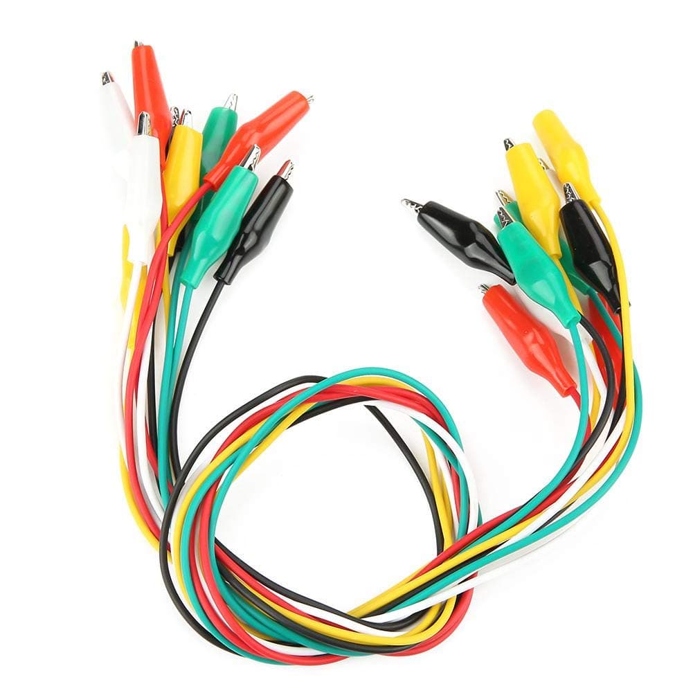 Walfront 10Pcs Clips Wire Double Ended Test Leads 50cm 5 Colors Jumper Wire for Multimeter or Laboratory Electric Testing Work