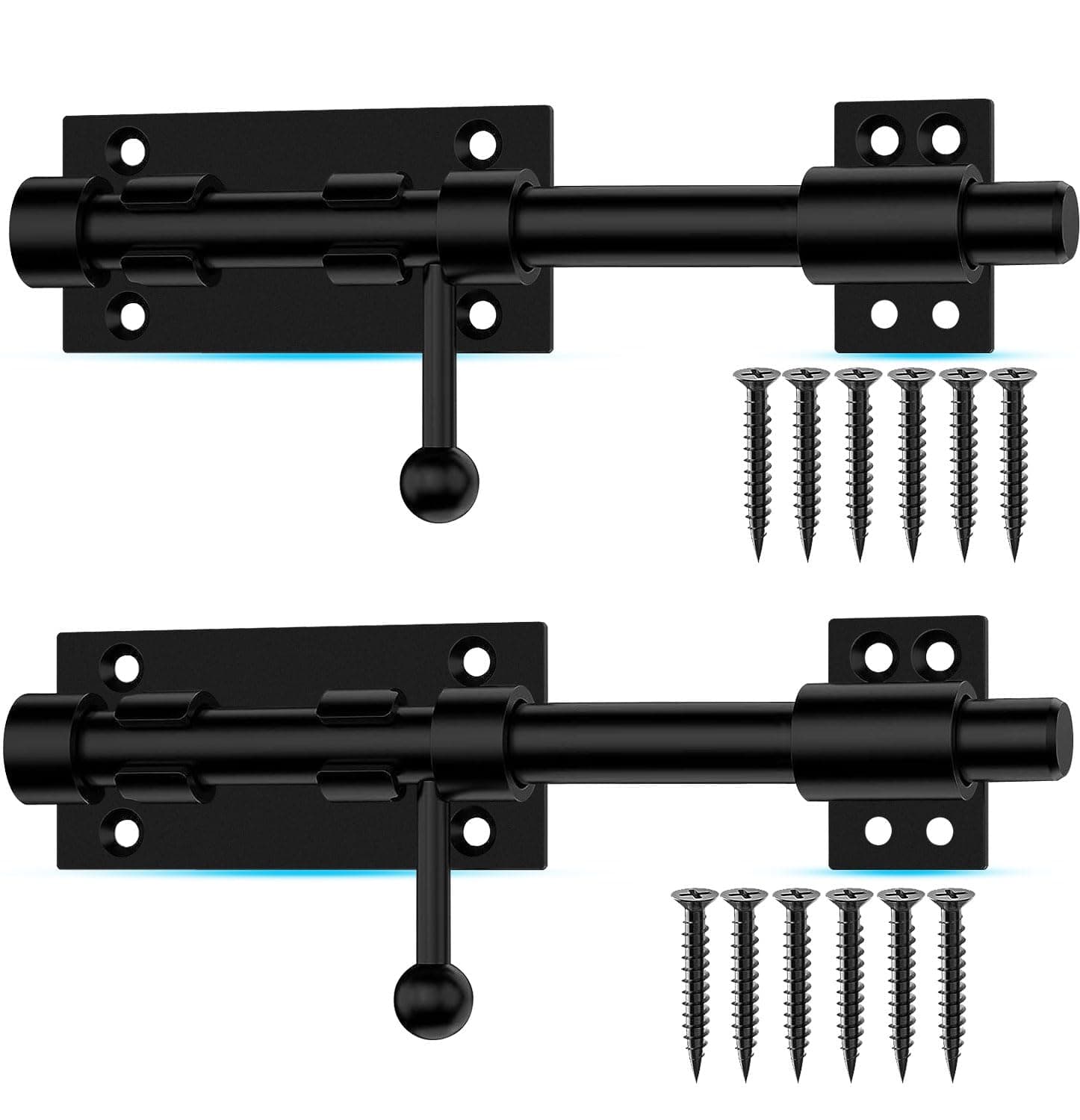 Slide Bolt Gate Latch, 7.8 Inch Heavy Duty Solid Stainless Steel Bolts Latches,for Fence, Yard Doors, Garages, Bedrooms, Cupboards and Window (2 Pack, Black)