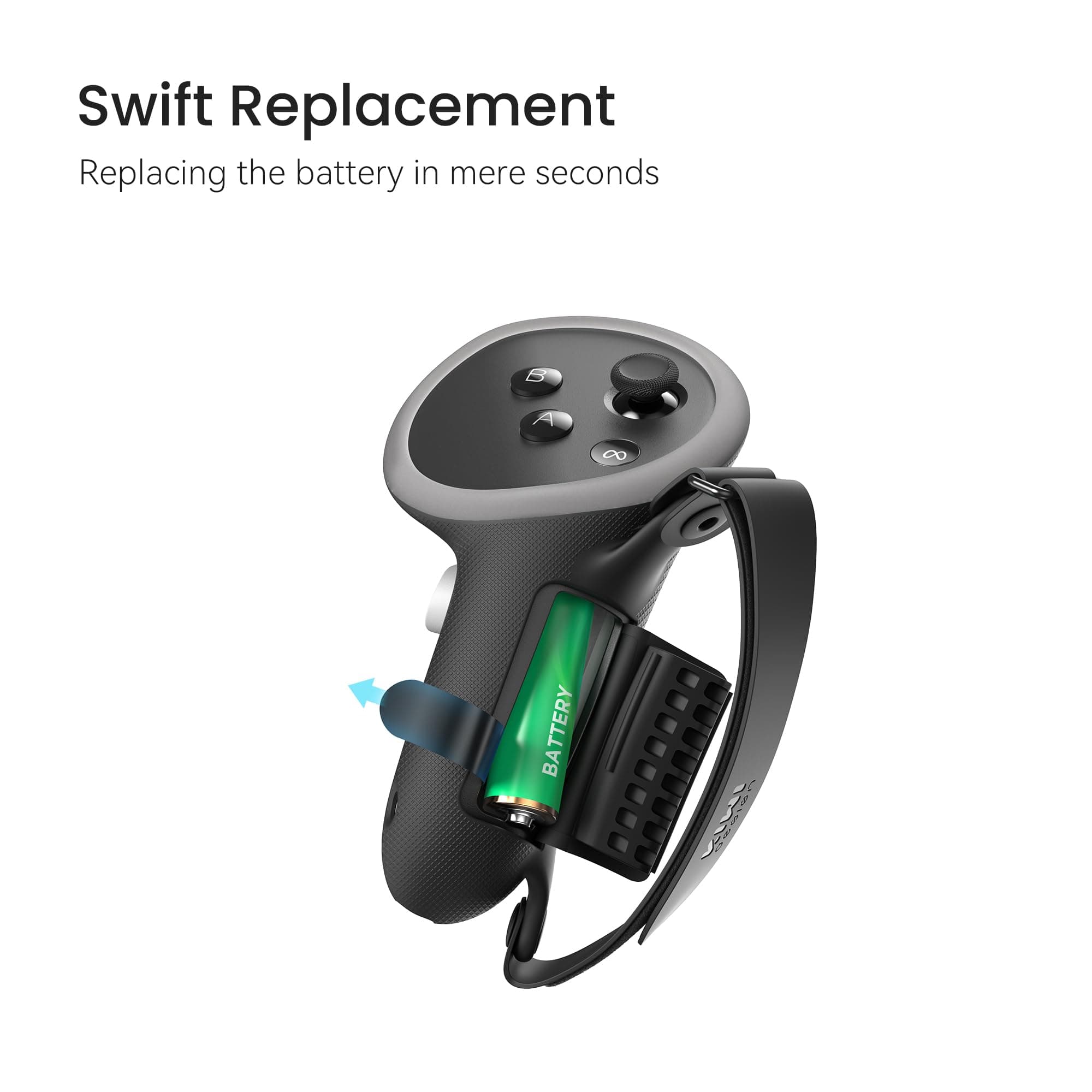 KIWI design Upgraded Comfort Controller Grips Compatible with Oculus/Meta Quest 3/3S Accessories, Hand Straps with Battery Opening