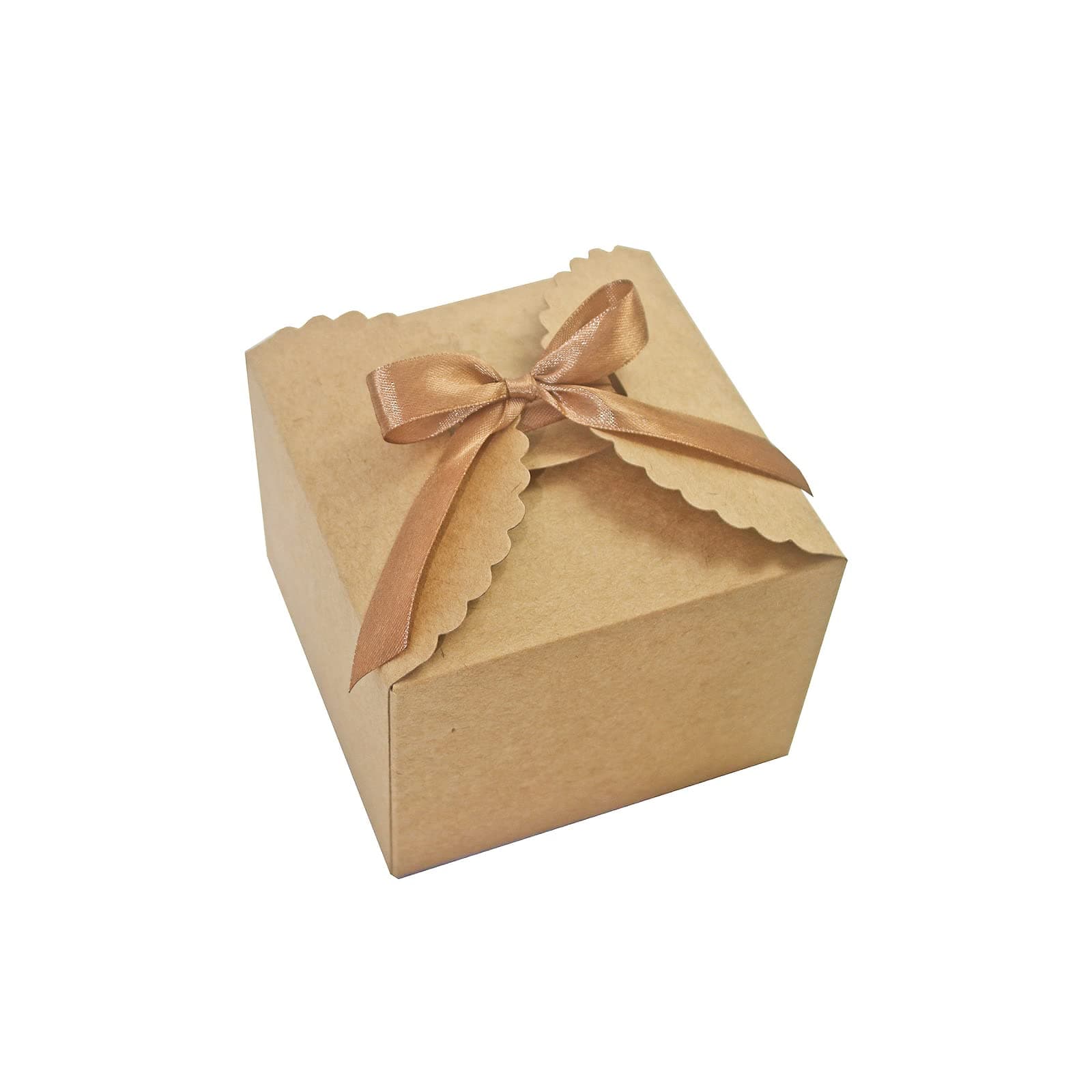 WEWILUCK Brown Box for Presents, 10 Pack Small Empty Kraft Paper Gift Boxes with Ribbon For Packaging Candy, Cookie, Chocolate, Craft, Candle, Small Gifts, 4.75” x 4.75” x 3.53”