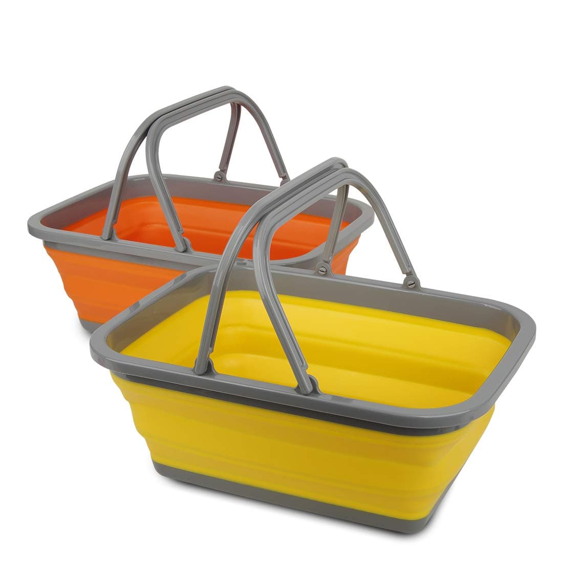 Set of 2 foldable sinks, each 2.25 gallon/8.5 liter basin for dishes, camping, hiking, and home