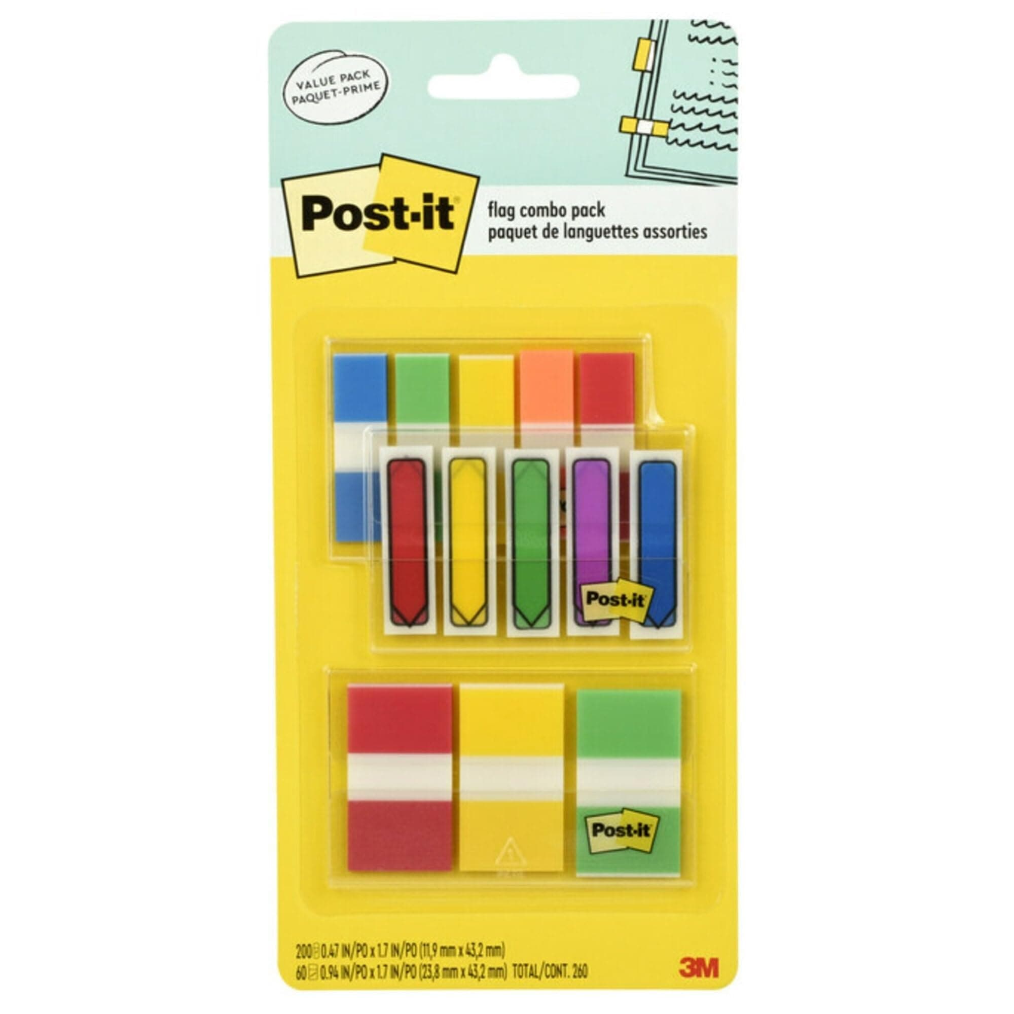 Post-it 7100194200 Flags and Tabs Value Combo, Assorted, Pack of 136