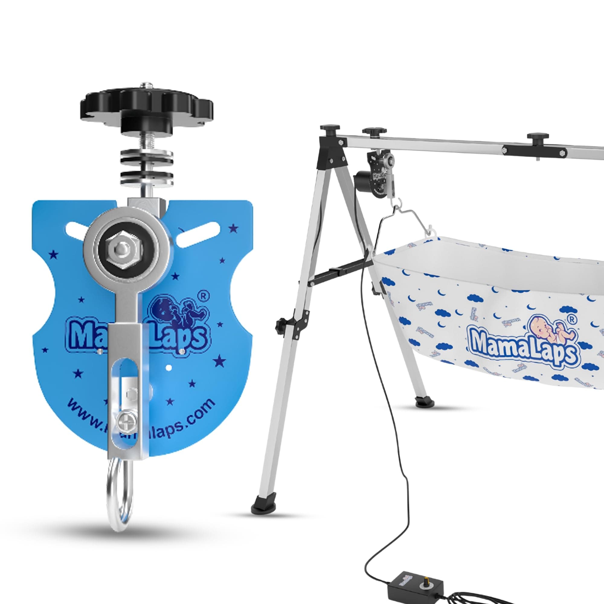 Mamalaps Automatic Baby Cradle Kit | Ss Folding Cradle Kit | Mild Steel Automatic Ghodiya Kit (Sky Blue, Cradle Not Included) - Stainless Steel