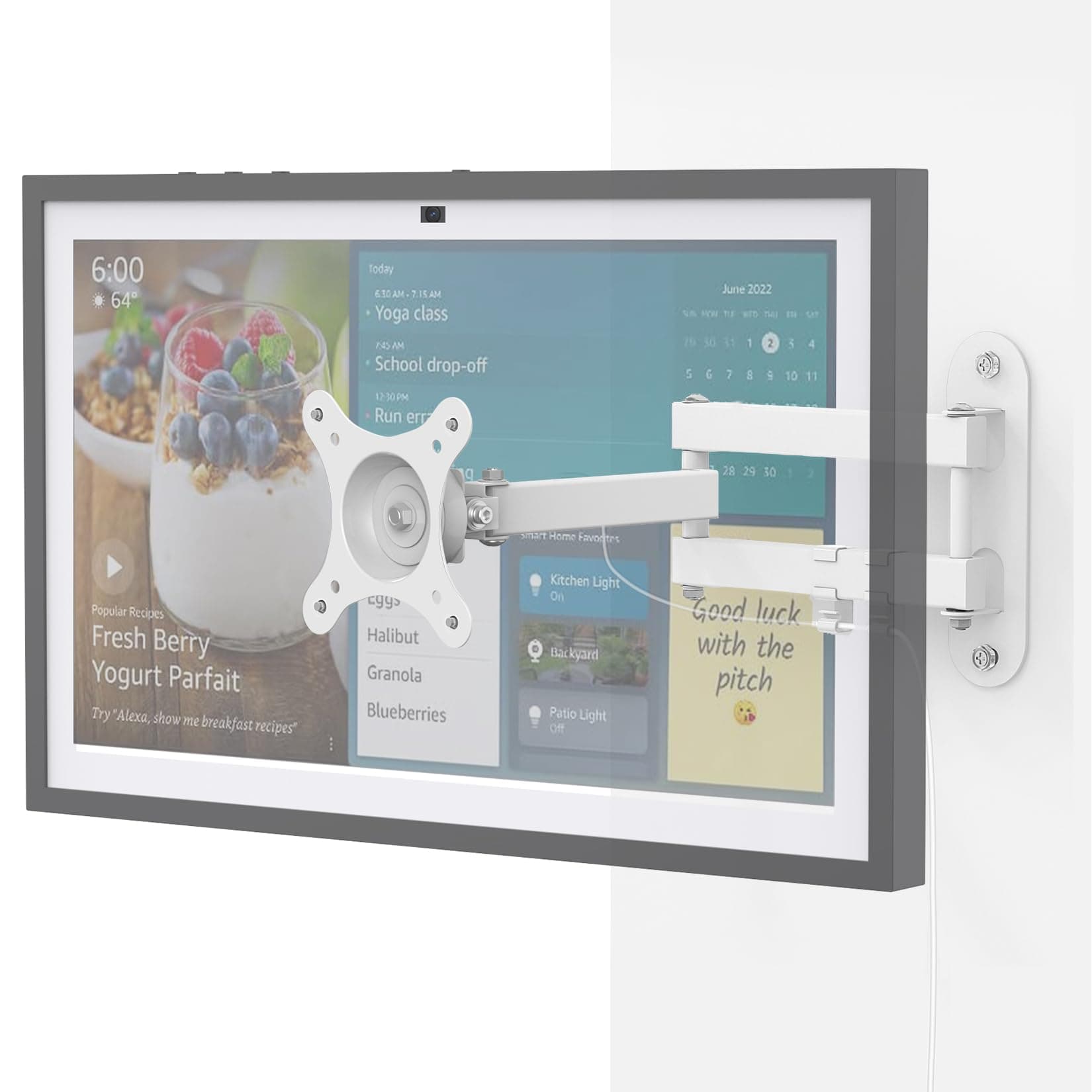 Wall Mount for Echo Show 15 (1st, 2nd Gen), and Monitors 13"-27", with 15 Inch Extension Arm, Full Motion Adjustable - Easy to Rotate, Swivel, Tilt and Fold, Echo Show 15 Wall Mounting Bracket