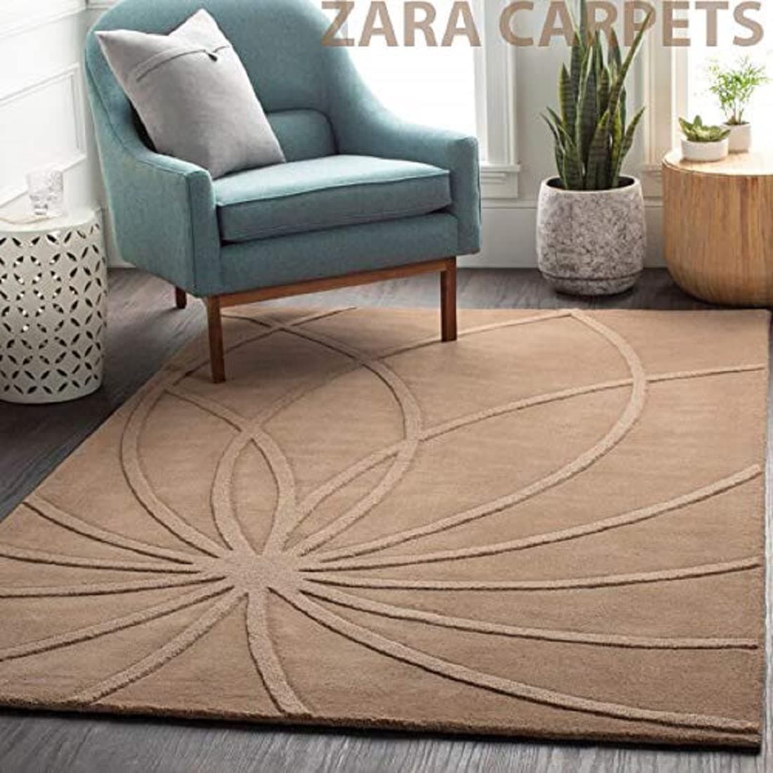 ZARACARPETS Solid Plain Exported Quality Hand Made Carpets and Rug Size 8 Feet by 10 Feet (8x10 feet)