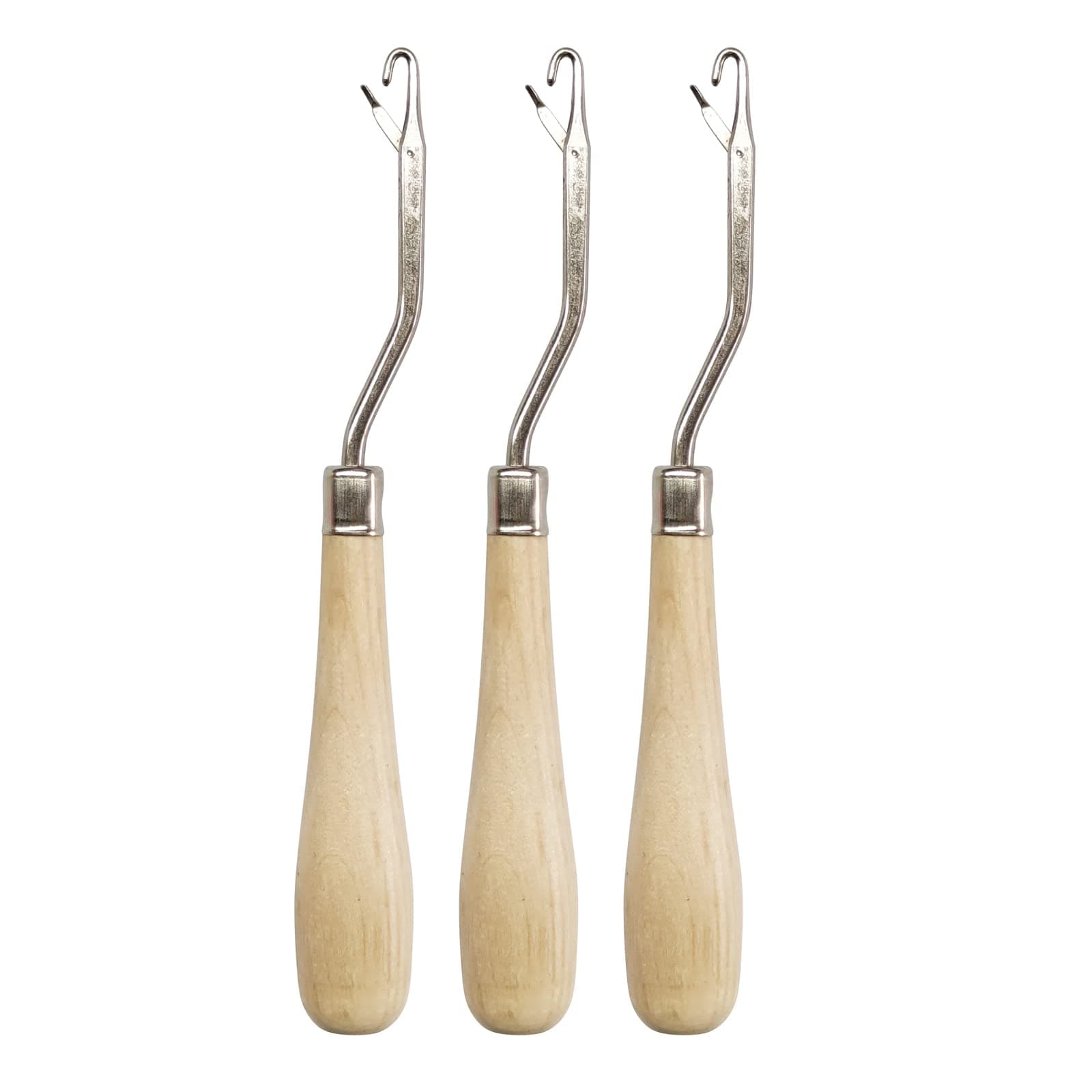 HSYMQ Latch Hook Tools, 3Pack Wooden Bent Latch Hooks