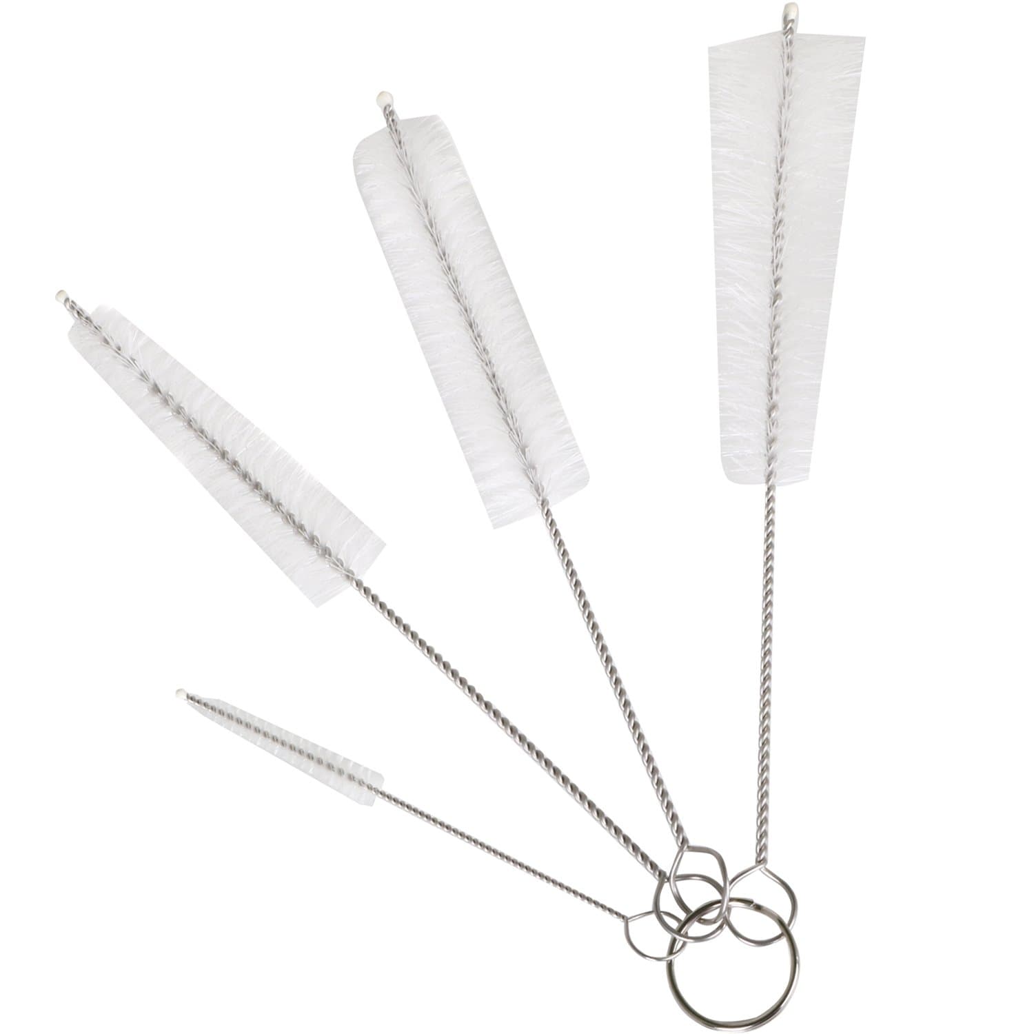 TRIXES 4PC Long Bottle Cleaning Brushes – Large Pipe Cleaner Brush Set – Flexible Scrubber Tool with Bristles for Hard to Clean Items – Straws, Baby Bottles, Tubes, Flasks, Drain – Kitchen Bathroom