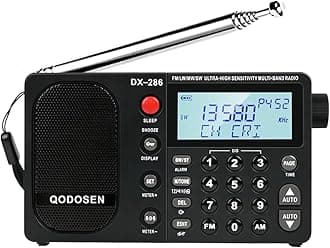 DX-286 Portable Shortwave Radio FM Stereo/AM/LW/SW, Ultra High Sensitivity Full Band Radio with TEF6686 Chip, LCD Display RDS Alarm Clock and 18650 Rechargeable Battery (Black)