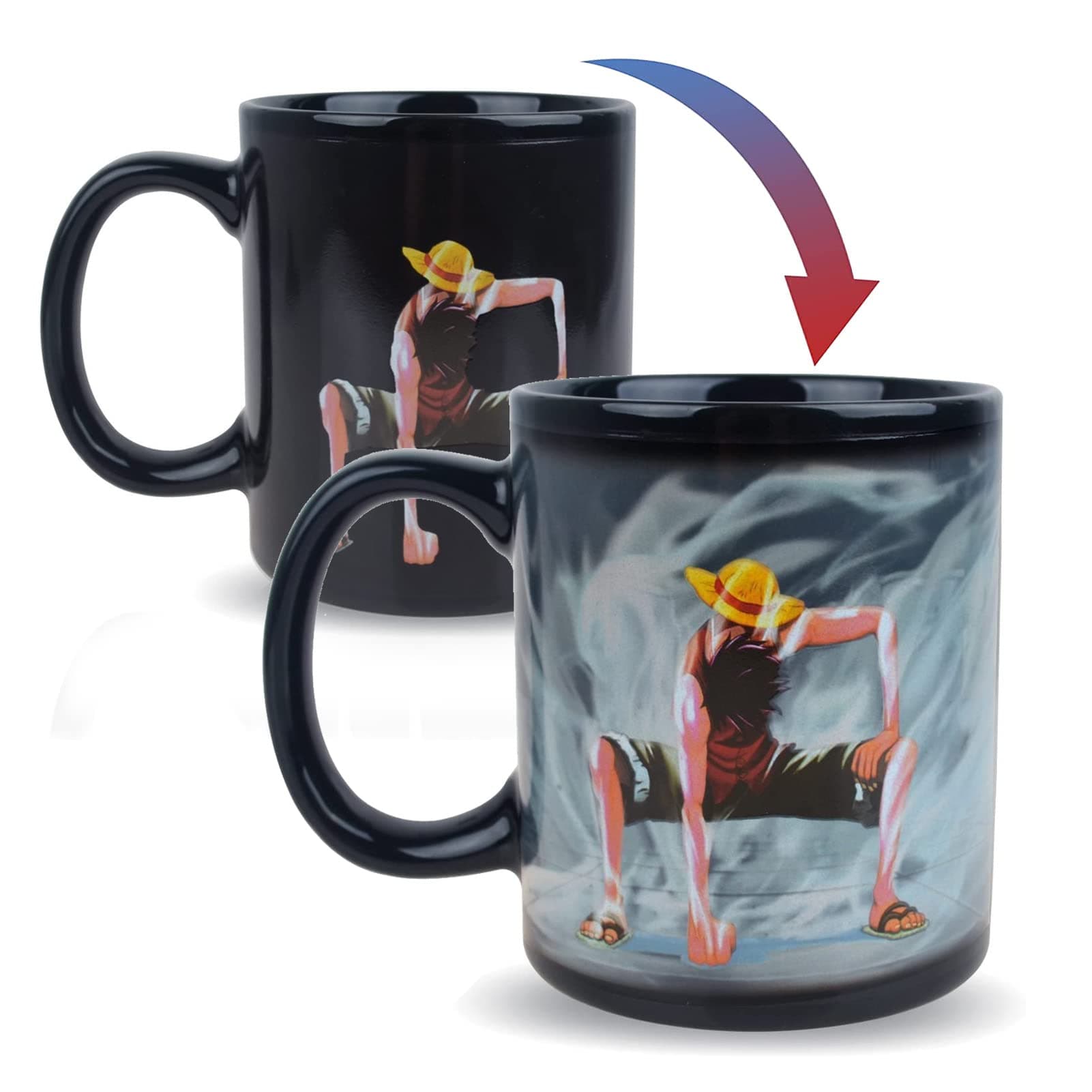 One Piece Luffy Changing Coffee Mug Heat-Sensitive Reactive Ceramic Cup Coffee Mug