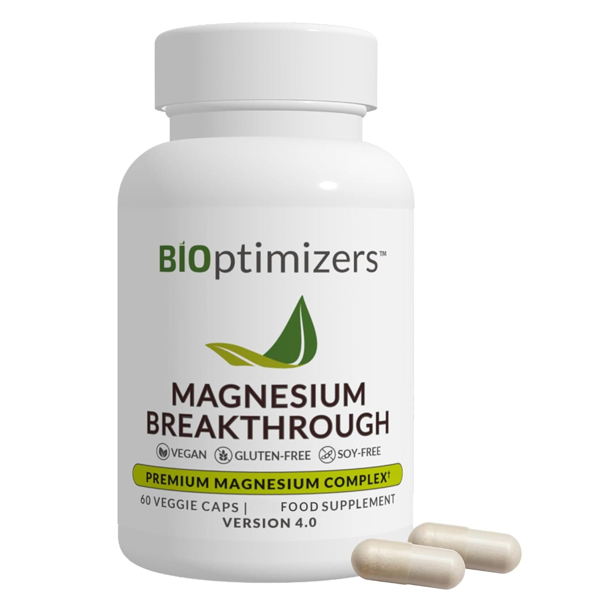 BiOptimizers Magnesium Breakthrough Supplement 4.0 - Has 7 Forms of Magnesium Like Bisglycinate, Malate, Citrate, and More - Natural Sleep Aid - Brain Supplement - 60 Capsules